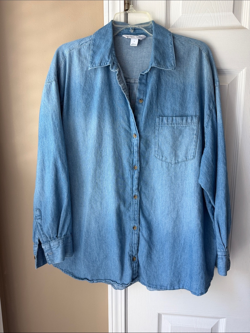 Old Navy Light Blue Denim Button-Up Shirt